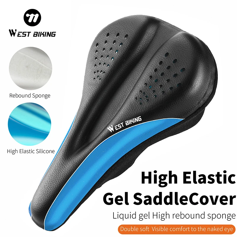 WEST BIKING Bicycle Saddle Cover PU Leather Rainproof GEL Foam Shock-absorbing MTB Road Bike Cycling Seat Cushion Cover Accessor