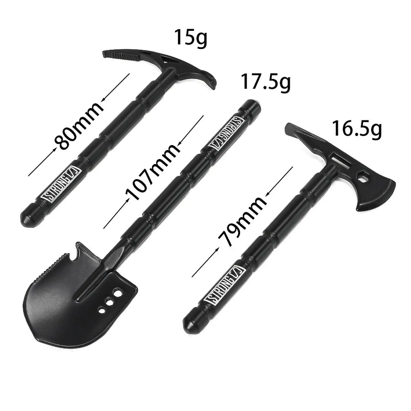 3Pcs RC Crawler Car Accessory Set Decorating Hobby Tools Upgrade Metal Pickaxe Axe Tools for Rock Truck Crawler Car 1/8 1/10 RC