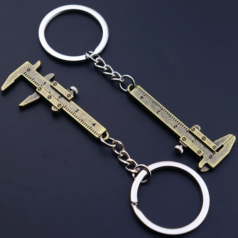 Mini Vernier Caliper Keychain Movable Screw Wrench Measuring Instrument Creative Pendant Car Pendant Wheel Hub Brake Disc