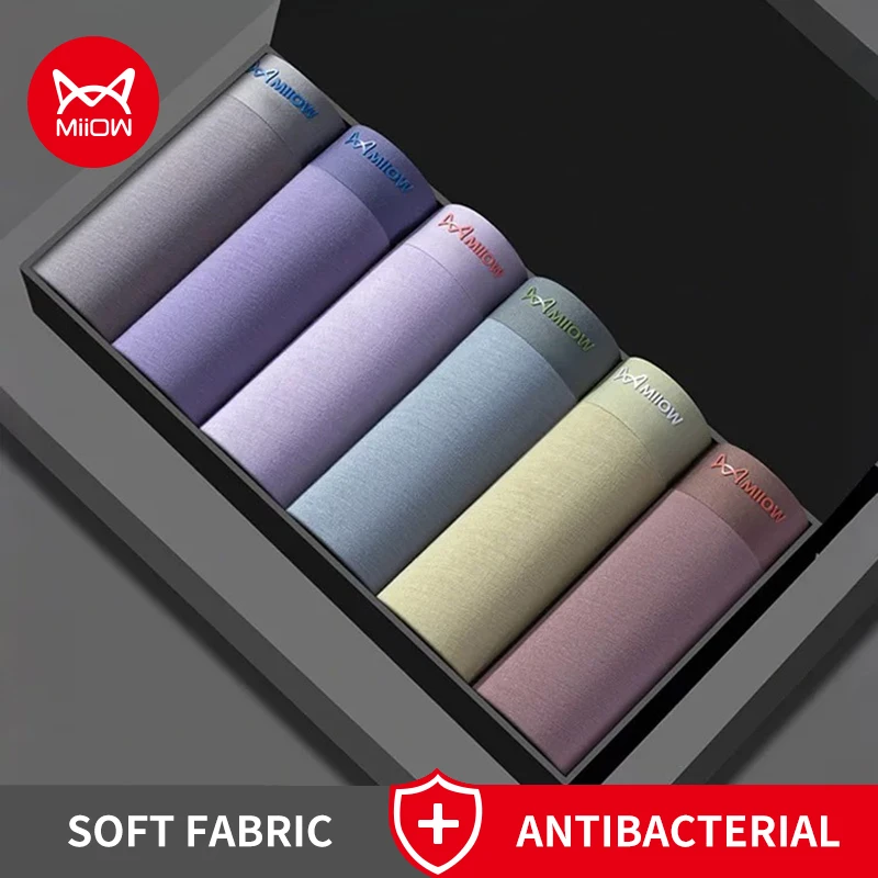 

MiiOW 3Pcs Men Underwear 7A Cotton Antibacterial Crotch Men Panties Breathable Mens Boxers Briefs Autumn Winter Man Underpants