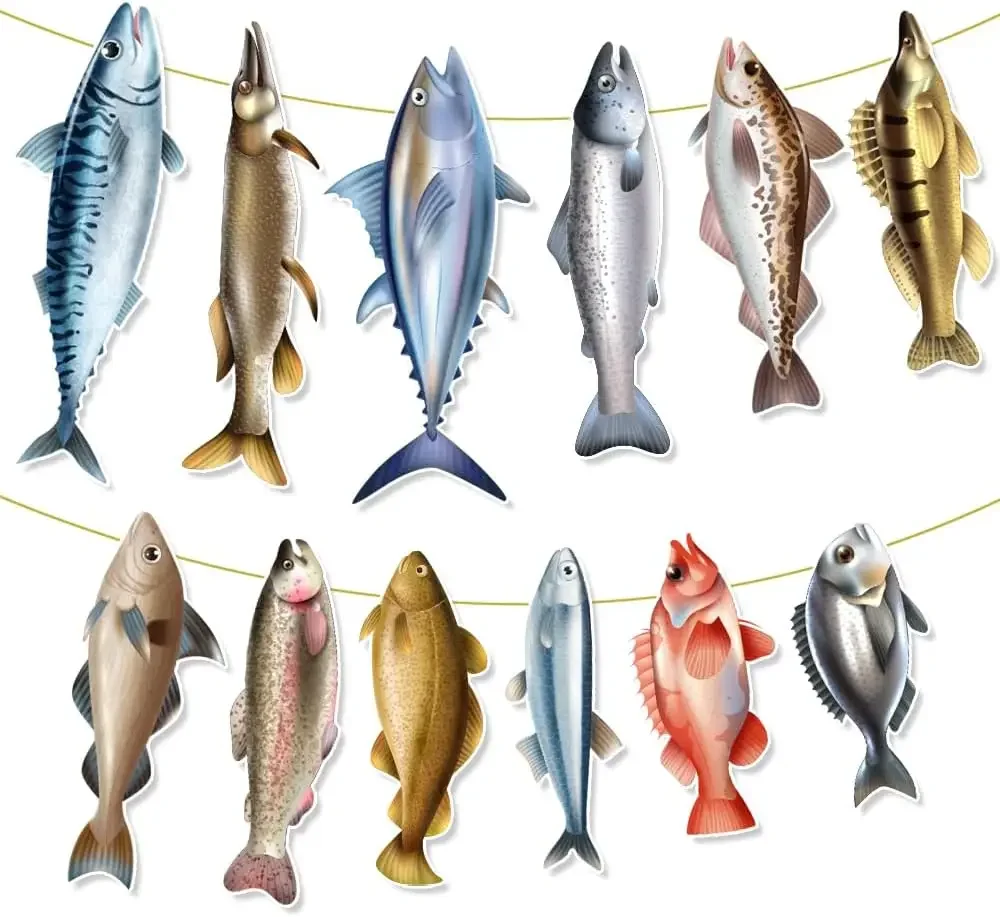 Gone Fishing Garland Banner for Fisherman Retirement Birthday Party Summer Supplies