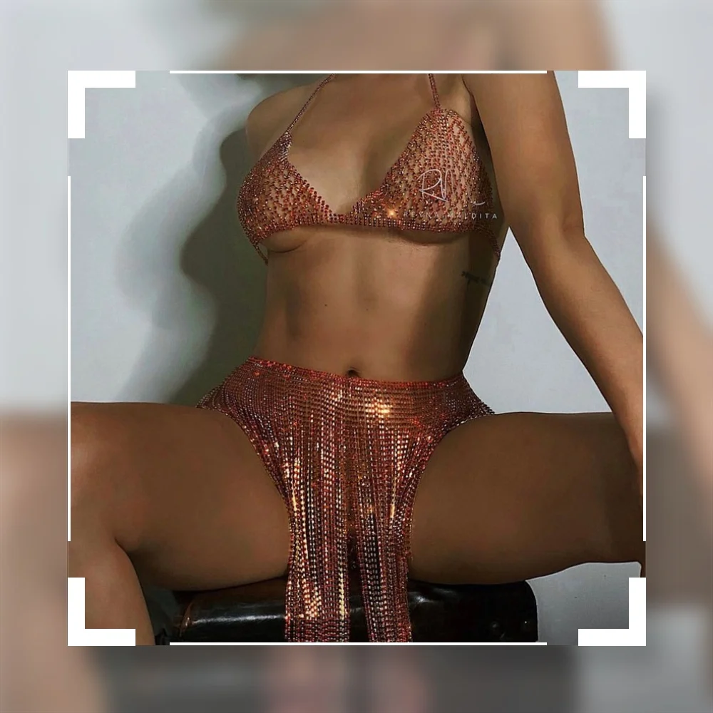 

Body Chain Chest Chain Sexy Bikini Three-point Bra Chain Tassels портупея Set of 3 Pieces Bijoux de Corps Body Jewelry Festival