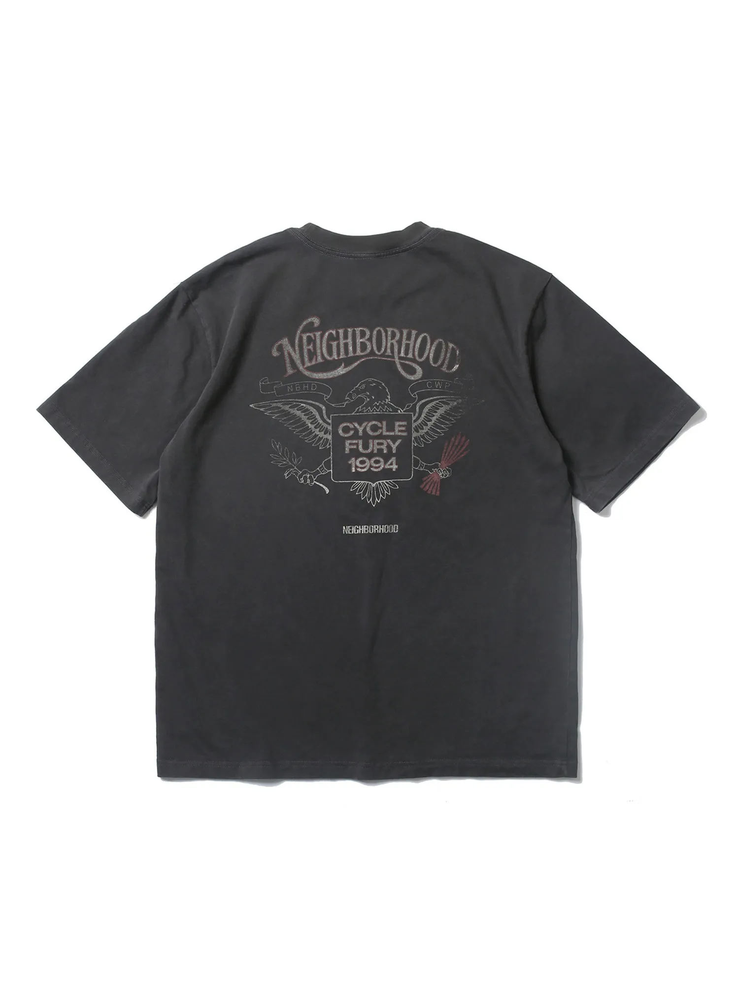 NBHD Washed Distressed T-Shirt Men American Retro Rock Punk Letter Print Cotton Short Sleeve Tee