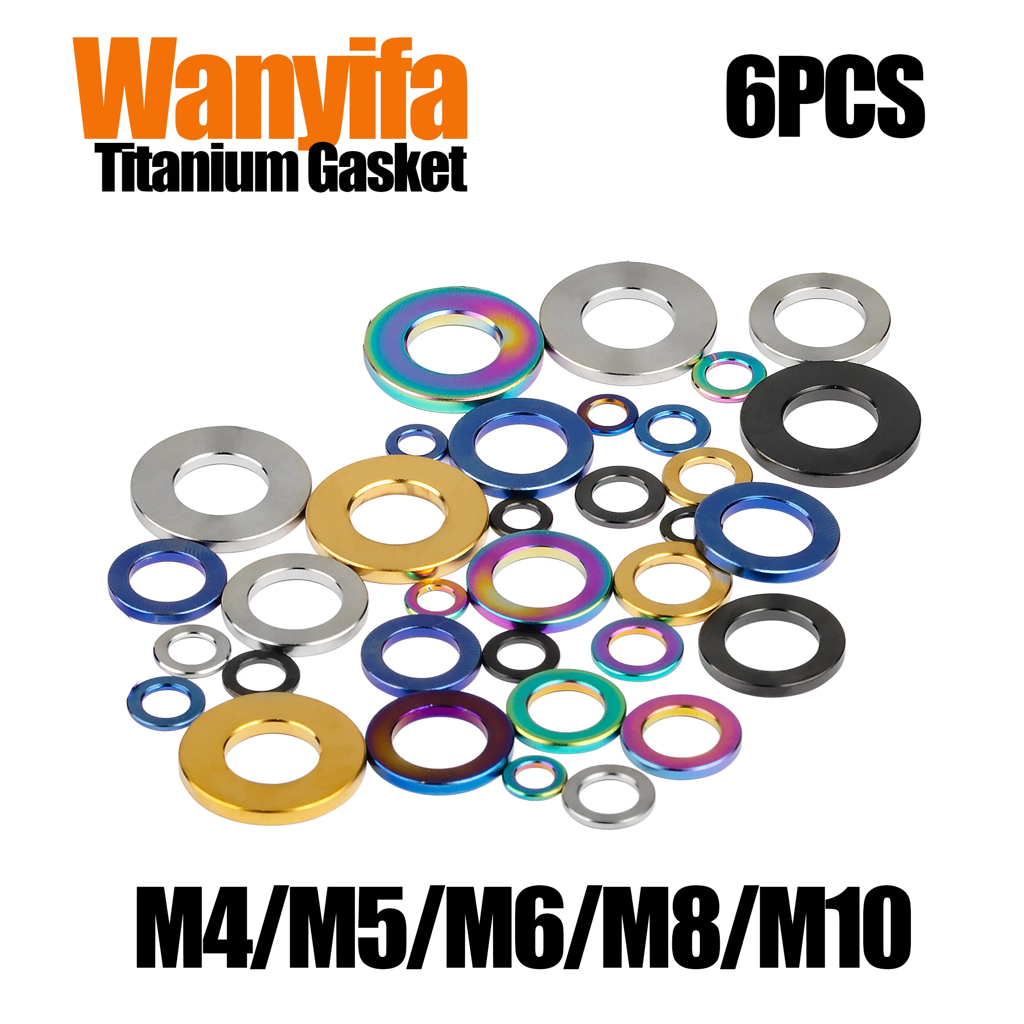 Wanyifa Titanium Gasket M4/ M5/M6/M8/M10 DIN912 Washer for Bicycle Tightening Accessories 6Pcs