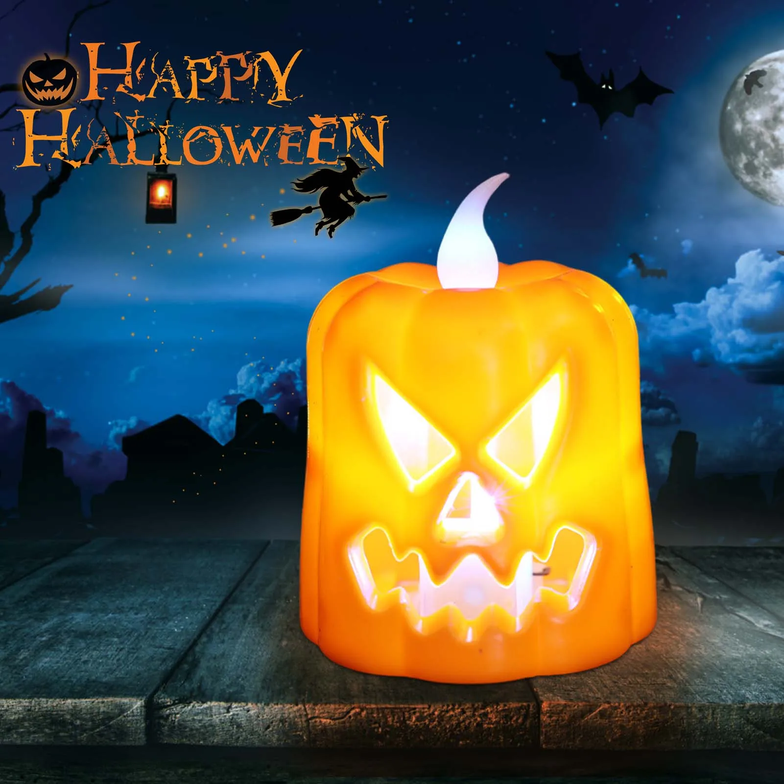 Electronic Candle Pumpkin Lantern Ghost Festival Decorative Props Night Lantern Suitable for Windows Fireplaces