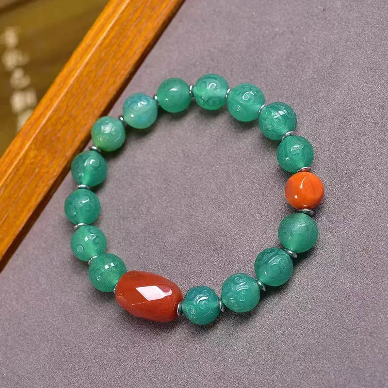 

Natural Bead Bracelet with Tibetan Style Buddhist , Southern Red Agate, Sherpa Bread Beads, and Accessories