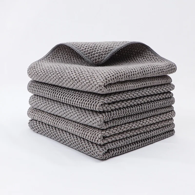 5PCS Cotton Towel Soft Absorbent Dishcloth Kitchen Dish Rags Honeycomb Breathable Face Wash Towel Household Cleaning Wash Cloth