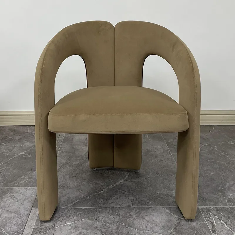 Flannel Iron Chair for Creative Sofa Bedroom Dressing Stool Home Dining Chair Backrest Single Armrest Leisure Chair