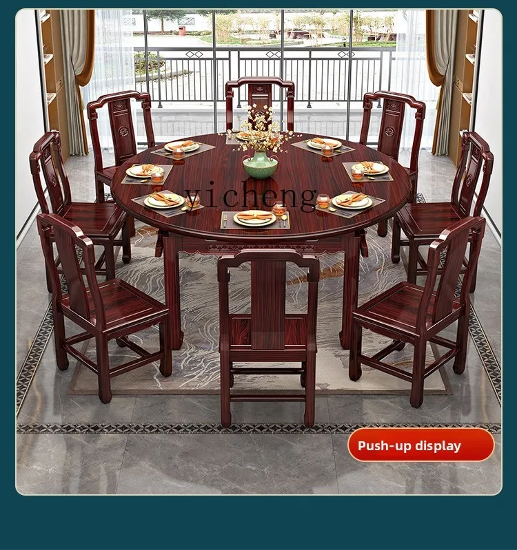 QZT Rosewood Mahogany Dining Table and Chair Set for Small Living RoomsSquare and Round Dual-use Dining Table