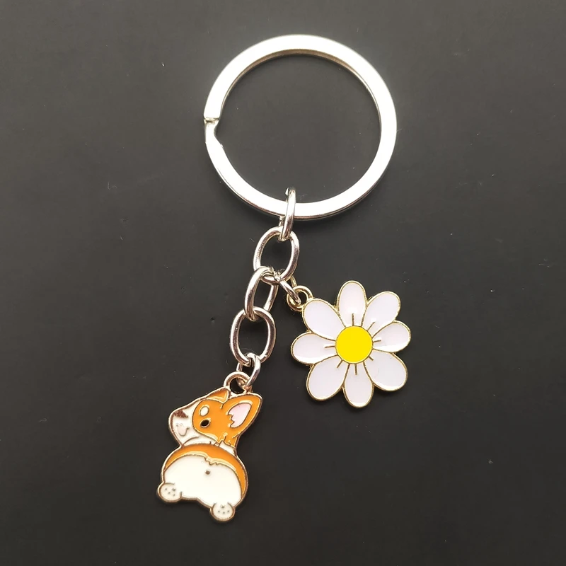 Lovely Corgi Keychain Alloy Animal\'s Ass Key Ring Enamel Key Chains For Women Handbag Accessorie Car Hanging Jewelry Handmade