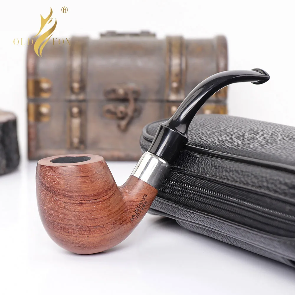 Old Fox Rosewood Tobacco Apple Pipe Set Accessories 9MM Activated Carbon Paper Filter Sandalwood Smoking Pipe With 10 Tools Kits