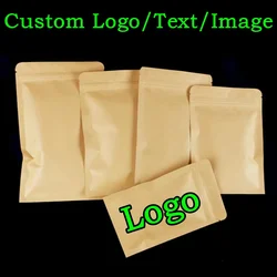 50PCS Flat Kraft Paper Foil Inlay Ziplock Storage Bag DIY Matcha Snack Coffee Sugar Powder Salt Heat Sealing Packaging Pouches
