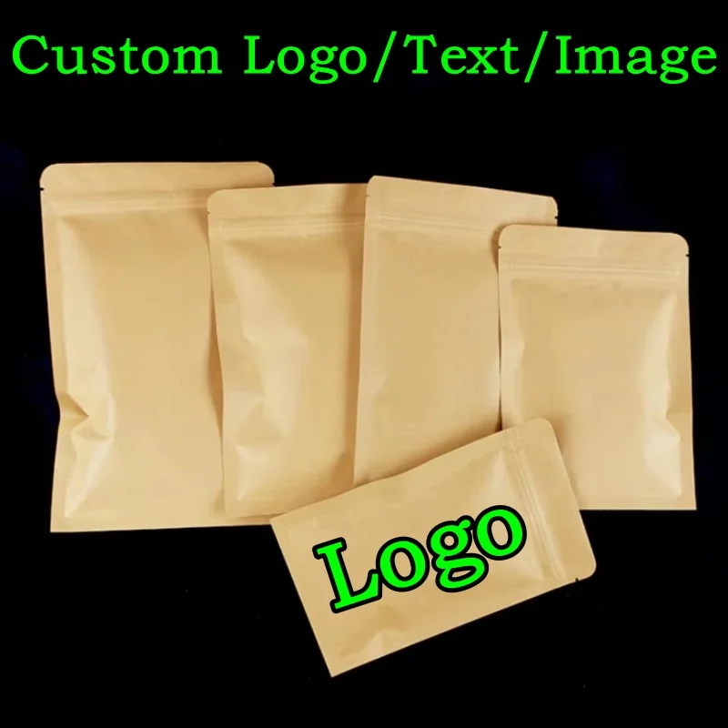 50 SZT. Płaskie Torebki z Papieru Kraft z Foliową Wkładką, Zamykane na Zamek Błyskawiczny, Do Przechowywania DIY Matcha, Przekąsek, Kawy, Cukru, Proszku, Soli, Termoszczelne Opakowania