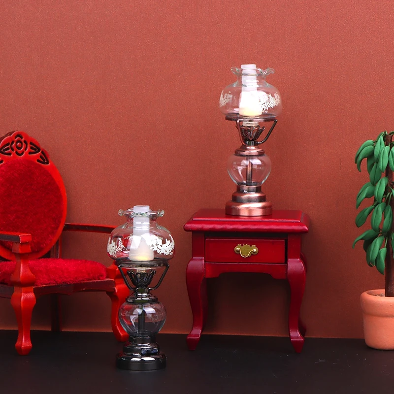 1:12 Dollhouse Miniature LED Light Candlestick Lamp Desk Lamp Home Lighting Model Furniture Decor Toy Doll House Accessories
