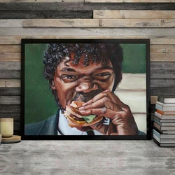 Jova mangia un grande hamburger di sha pittura su tela Pulp Fiction poster Wall Art Decor