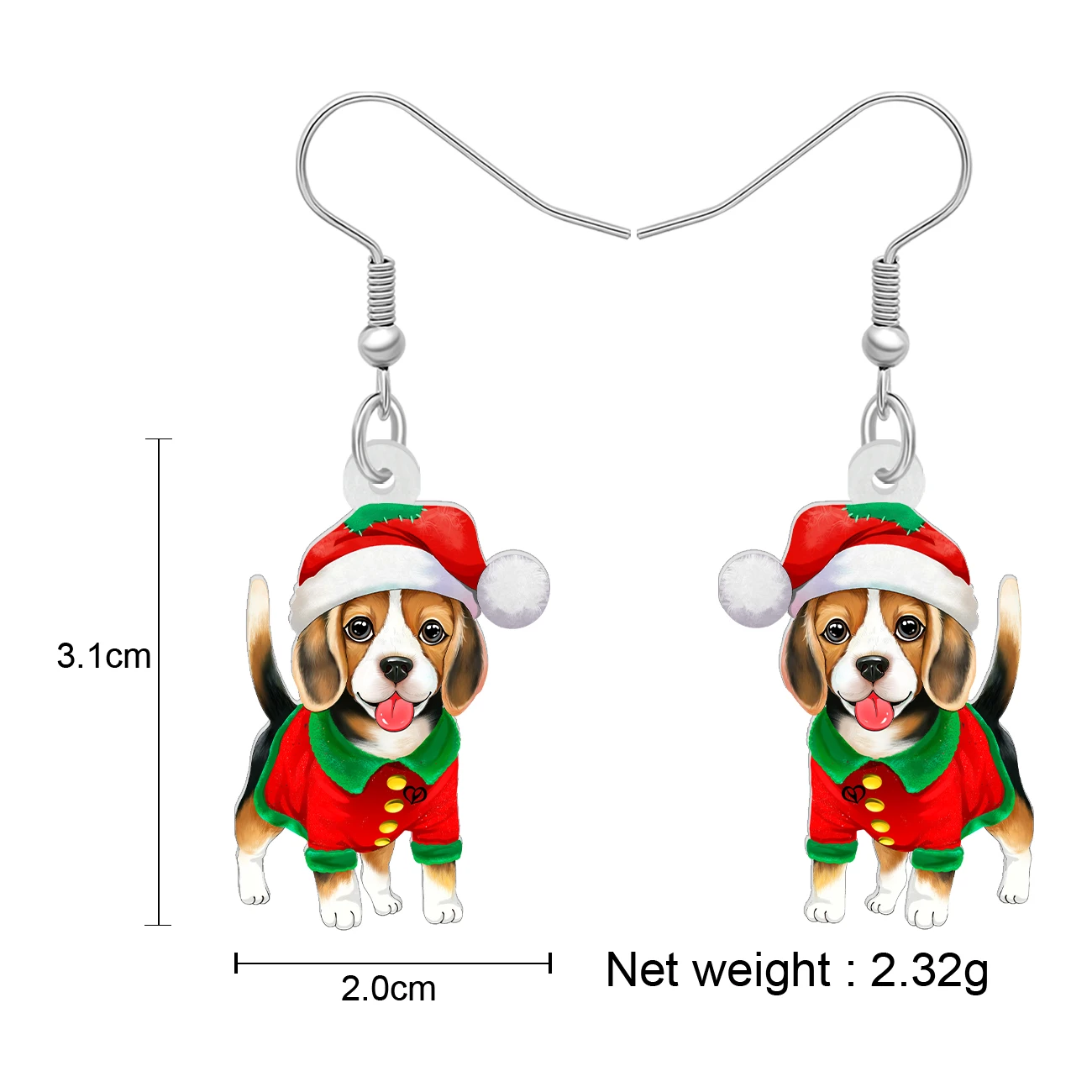 BONSNY Acrylic Cartoon Beagle Dog Drop Dangle Earrings Novelty Christmas Pets Ornaments Gifts For Women Kid