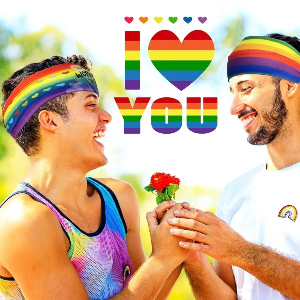 Fashion Parade Rainbow Elastic Headband Sweat Absorbing Soft Rainbow Headband Face Wash Breathable Sports Hairband Party
