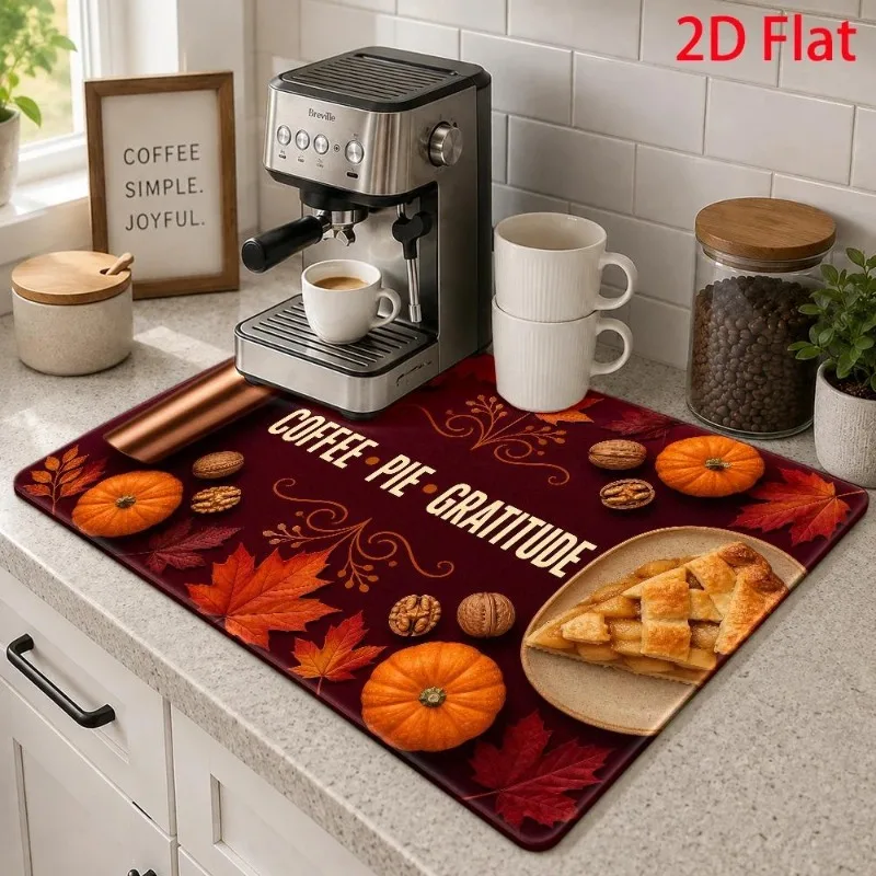 Countertop Protector Pad Country Floral Mug Pumpkin Cinnamon Heat Resistant Autumn Tablepad