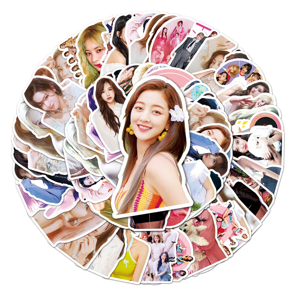50PCS 인기 한국 걸 그룹 Twice 성격 스티커 수하물 노트북 IPad 선물 저널 방수 스티커