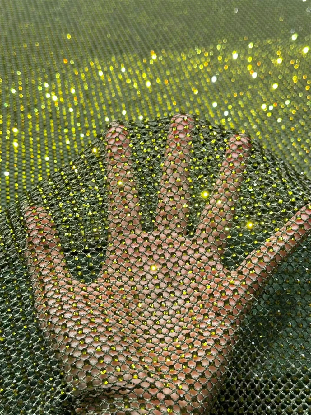2026 Glued Glitter Lace Fabric African Luxury Shining Stone Lace French Mesh for Wedding Dresses Sewing - 5 Yard