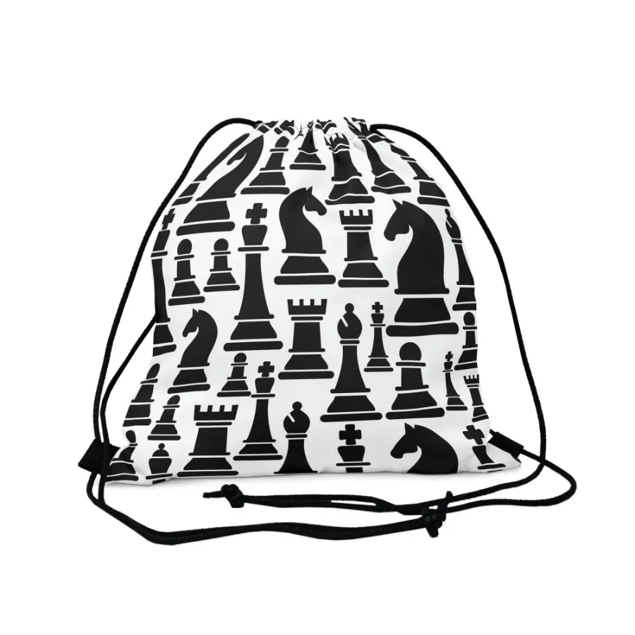 

Drawstring Bag Black And White Chess Print