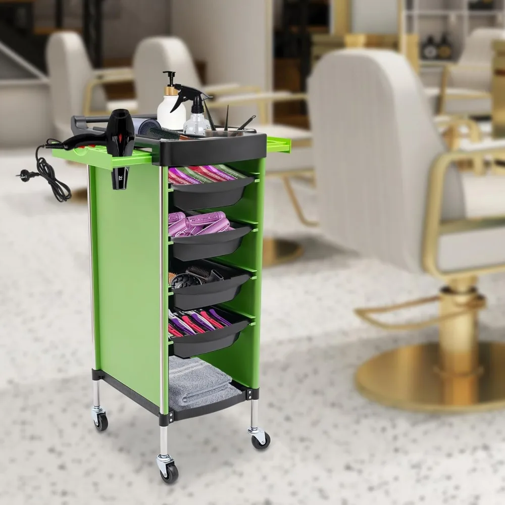 Salon Trolley Cart with Wheels Professional Hair Salon Station Multi-Functional Salon Tray 6-Tier Drawer for Hair Stylist