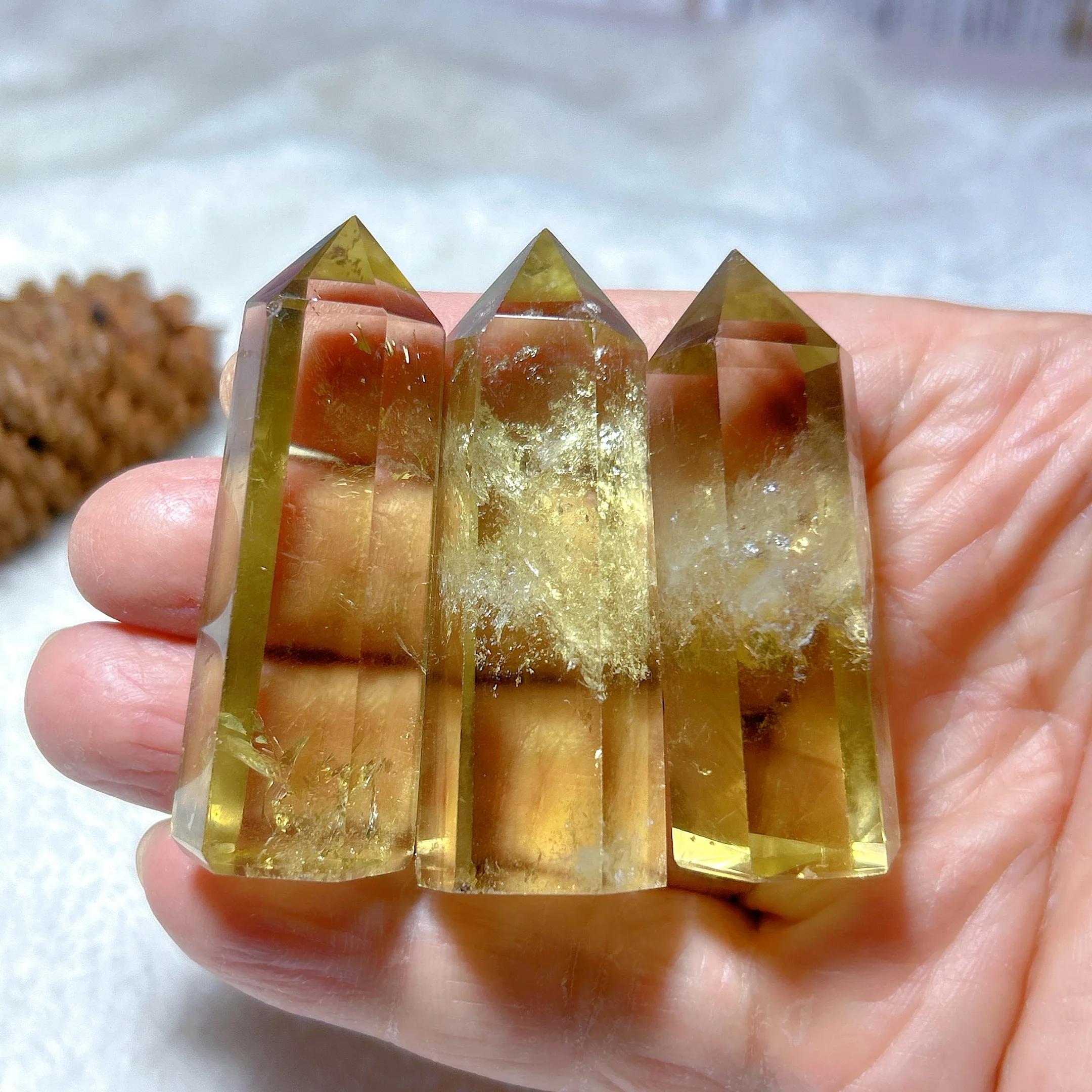 

Natural Crystals Citrine Tower Point Rainbow Healing High Quality Home Decorations Mineral Energy Gift