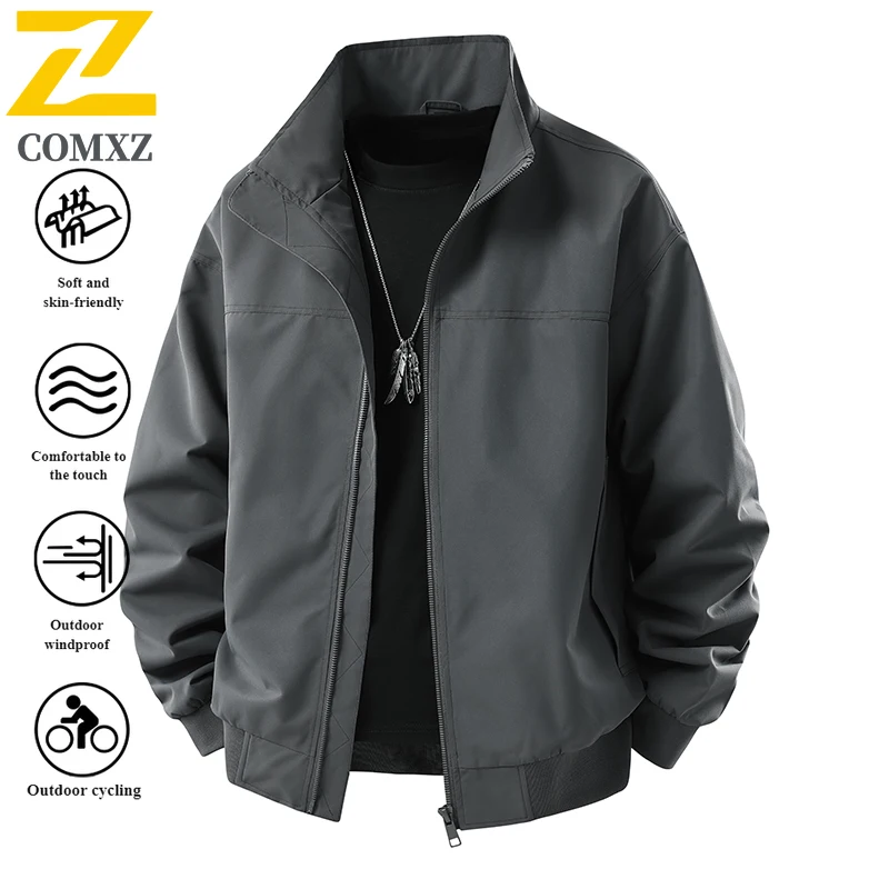 

Men's Standing Collar Baseball Jacket 2025 New Spring and Autumn Outdoor Business Leisure Office Loose and Breathable Men's Coat