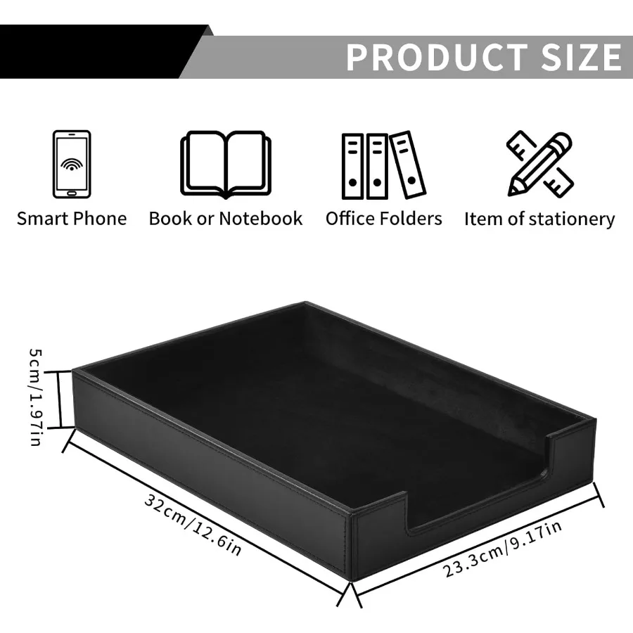 صينية رسائل من جلد البولي يوريثان لمنظم سطح المكتب - حل تخزين مستندات التحميل الأمامي مع حامل ورق A4 ومجلة Fi #3