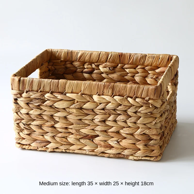 Storage Baskets Containers Desktop Natural water hyacinth Rectangular Storage Bins Organizer Box woven straw baskets mx909956
