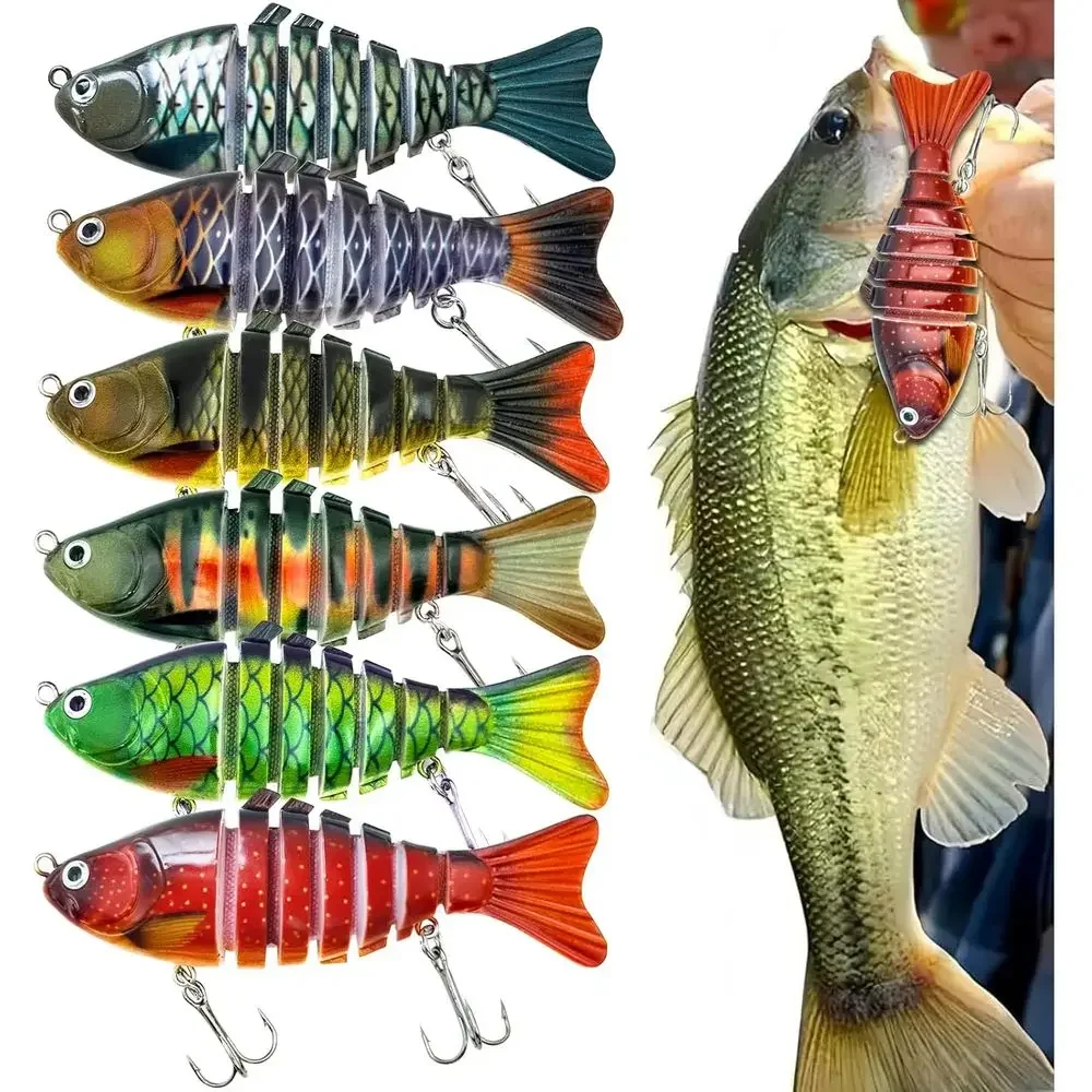 

Realistic Multi-Jointed Saltwater Swimbaits with Treble Hooks for Bass, Walleye, and Trout Fishing