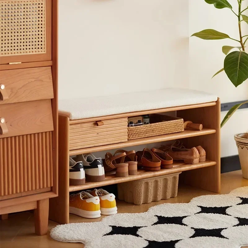 

Entry Japanese-style shoe stool can sit soft bag seat cushion shoe cabinet integrated stool