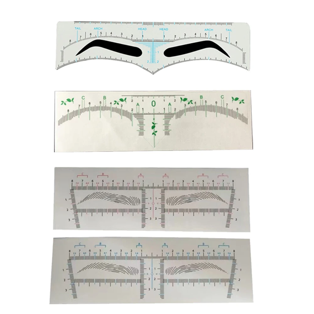 

100pcs Microblading Supplies Adjustable Eyebrow Shapes Stencil Disposable Tattoo Eye Brow Ruler Sticker Accurate Measure Tools