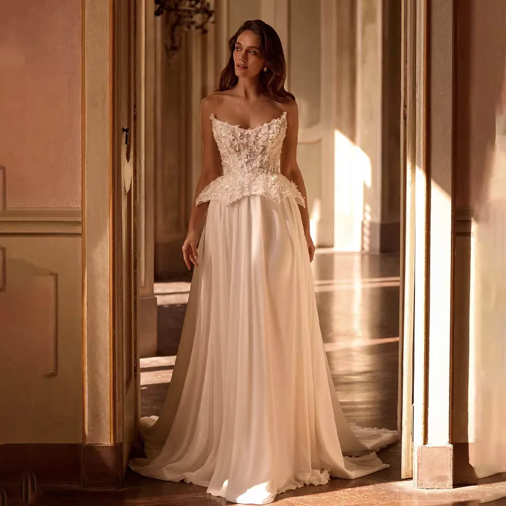 ชุดแต่งงานผู้หญิงแบบวินเทจ สายเดี่ยว ไม่มีแขน ทรงเอ ชุดเจ้าสาวเซ็กซี่ ชุดราตรีงานเลี้ยง ชุดแต่งงานปี 2024