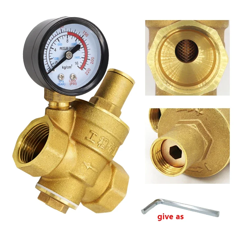 Vannes de maintien de réduction de pression d\'eau en laiton, Sochi Mayitr, vannes d\'instituts réglables avec manomètre, Chr15, 20, 25/32