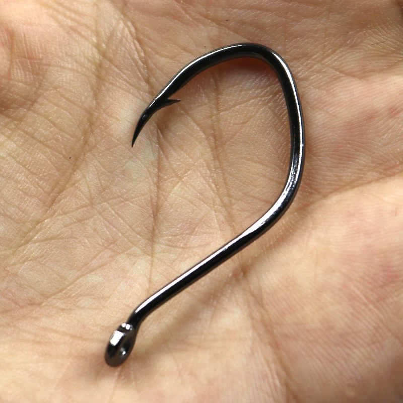 Elllv 100pcs Freshwater Saltwater Fishing High Carbon Steel Barbed Catfish Hook Big Baithook 8 6 1/0 2/0 3/0 4/0 6/0 8/0