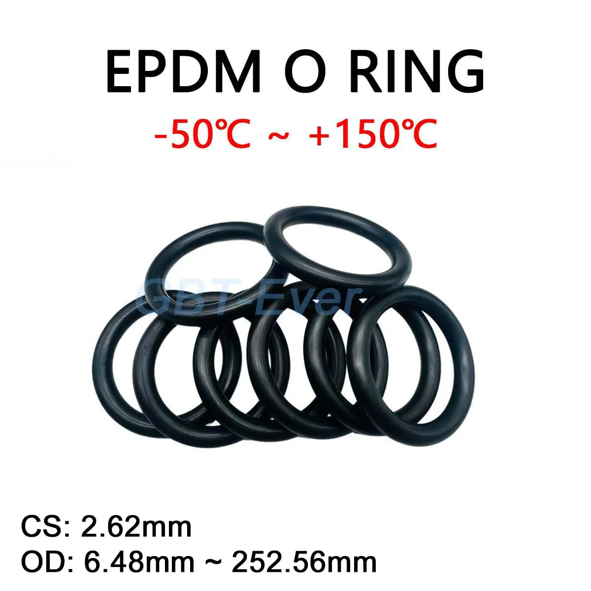 EPDM Rubber O Ring CS 2.62mm OD 6.48mm ~ 252.56mm  Acid and Alkali Resistance Water Resistance Friction Resistance O-Ring Seal