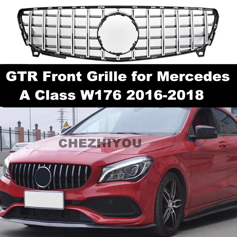 

GTR Front Grille for Mercedes Benz A Class W176 2016-2018 GTR Style Silver Color Black Color