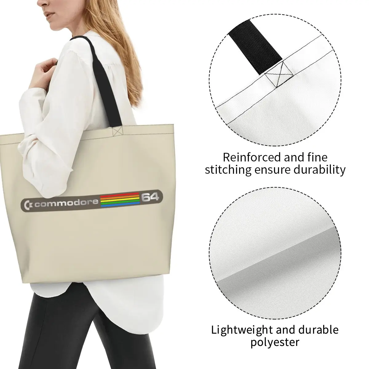 Commodore 64 - Version 3a Shopping Tote Bag Canvas Large Capacity Shoulder Bags Shopper Grocery Handbag for Women