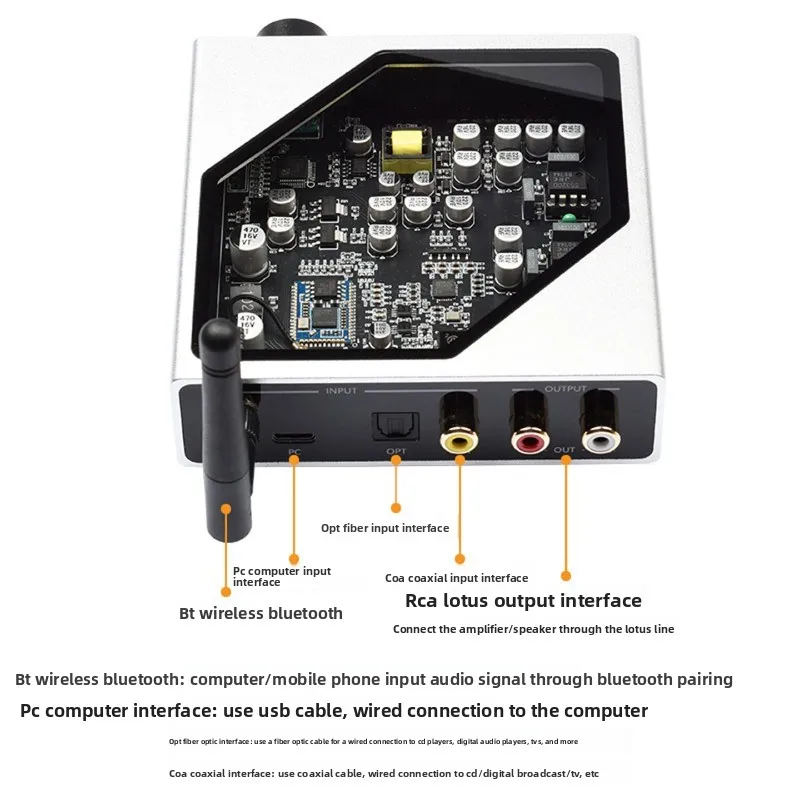 Dac decoder bluetooth optical coaxial usb computer mobile phone hifi audiophile decoder qualcomm bluetooth aptx-hd