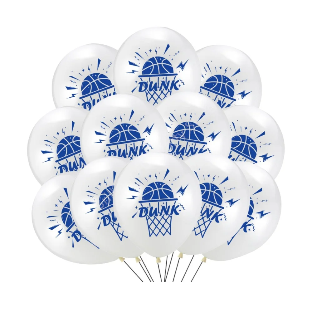 12pcs Basketball 12 Inch Latex Balloons Sports Game Balloon Decorations Kit for Basketball Birthday Baby Shower Party Supplies