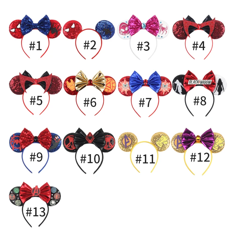 2024 Disney Mickey Mouse Ears Headband Girls Boys Sequin Bow Hairband Women Christmas Festival Party Cosplay Hair Accessories