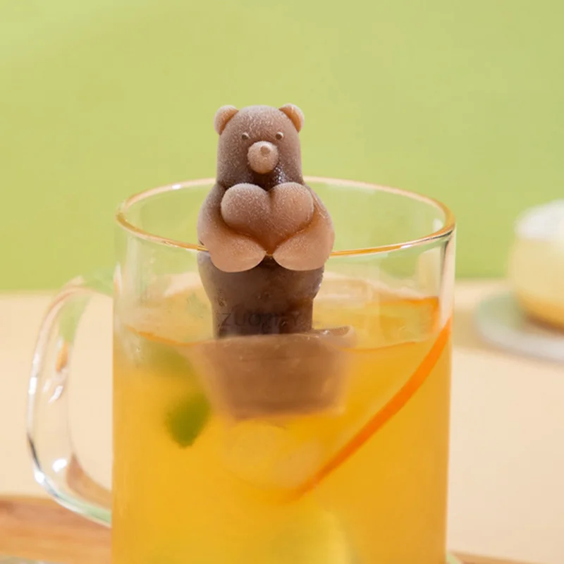

Heart Bear Ice Cube Silicone Molds Hangable Ice Cube Maker Mold for Coffee Juice Cocktail Soap Chocolate Mold Ice Cream Decor