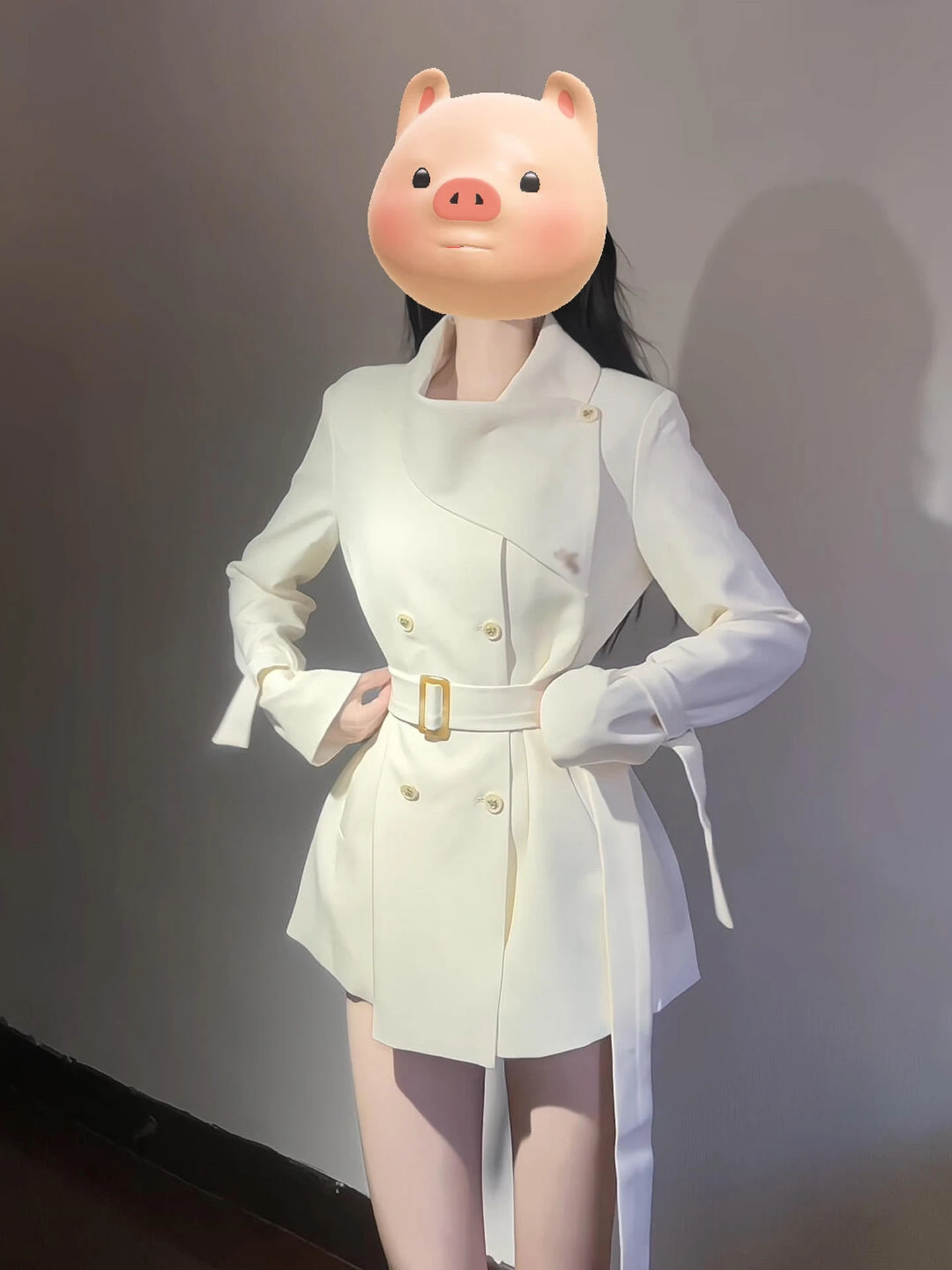 

Белая женская куртка Sli 2026: Новая осенняя коллекция, корейский стиль, элегантная, высококачественная, маленький размер, ветрозащитная, короткая верхняя одежда