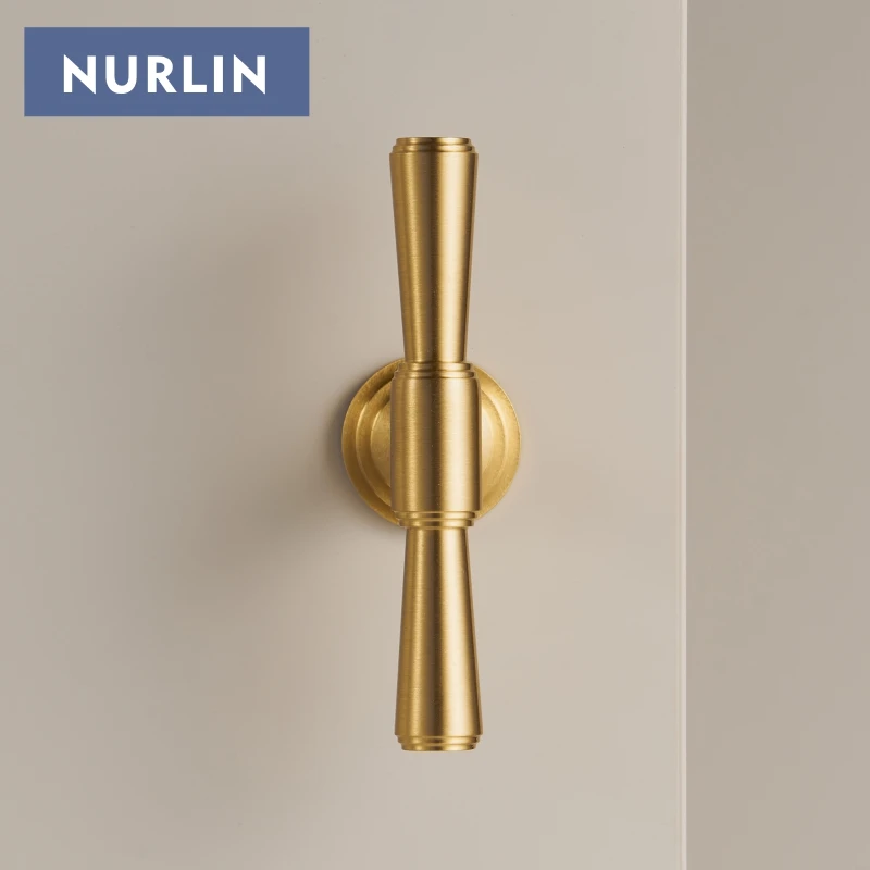 Nurlin Solid Brass European Luxury Style Furniture Handle Cabinet Knobs T-bars 96/128/160/192 Hole Distance Drawer Cabinet