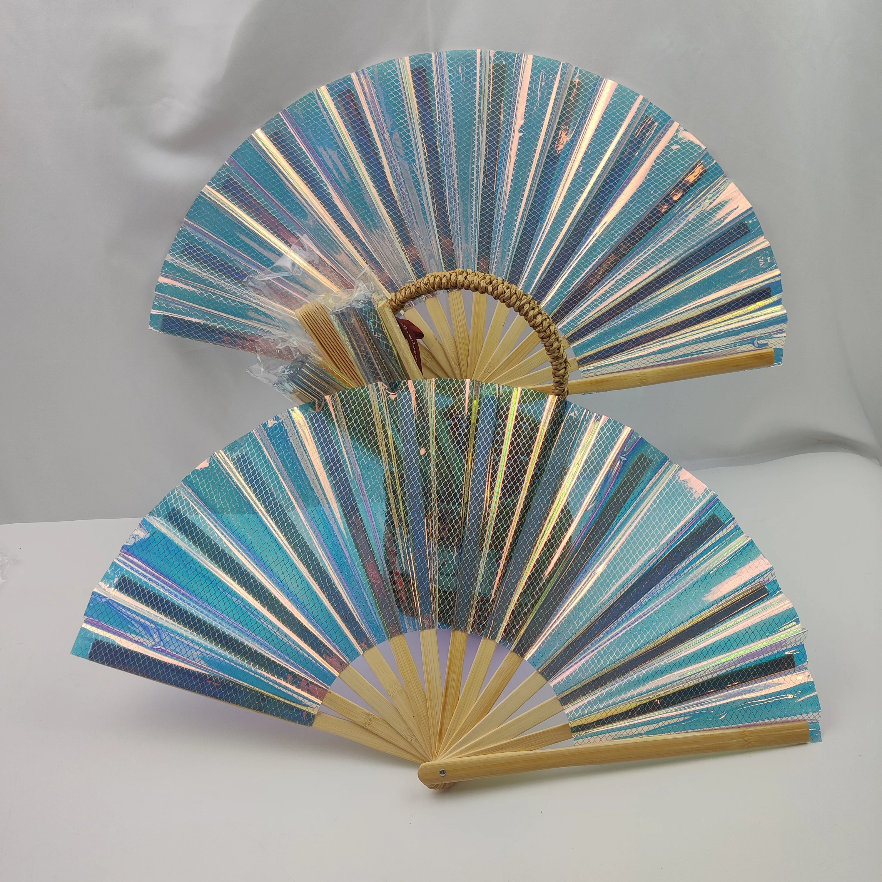 5 pieces/bag fashion PVC folding kungfu hand fans bamboo ribs 33cm rave fans