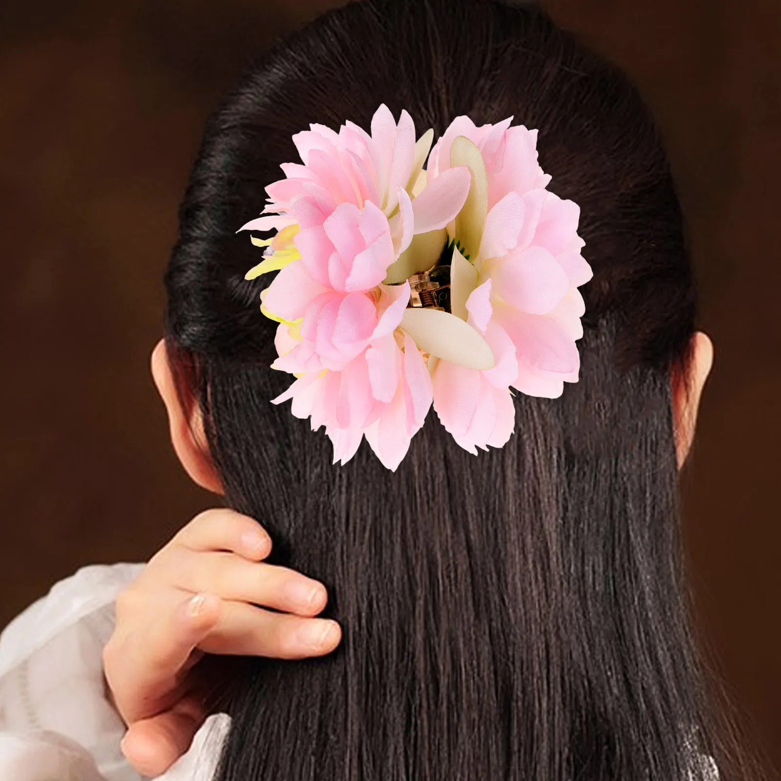 

Большая заколка-краб для волос с цветочным узором, нескользящая, для густых вьющихся волос, элегантный цветочный аксессуар, заколка-зажим в стиле бохо для прически-пучка