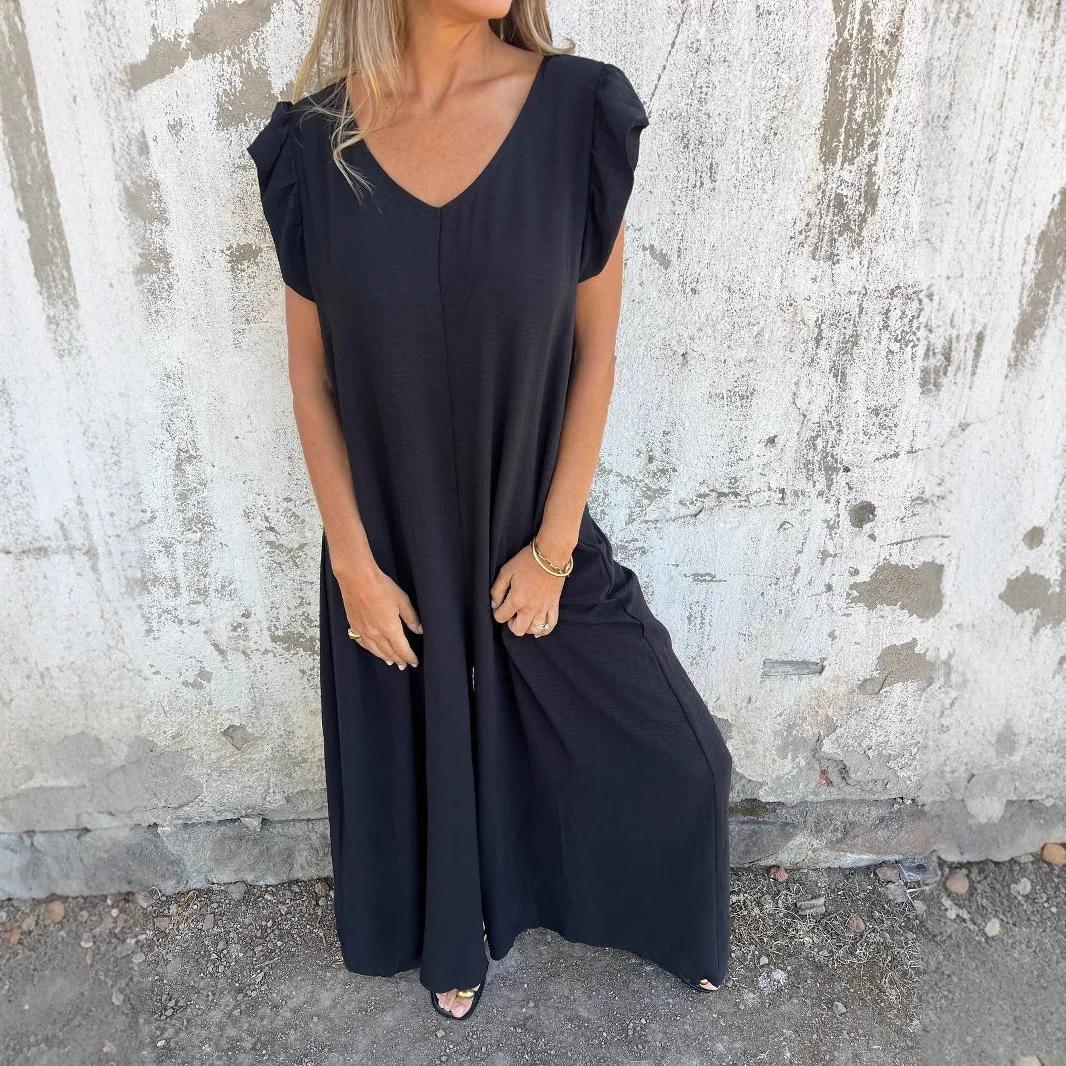 

Faionable Leopard Print Jumpsuit Women's Loose Wide Leg One-Piece Pants Independent Station Fly Sve Long Summer Polyester