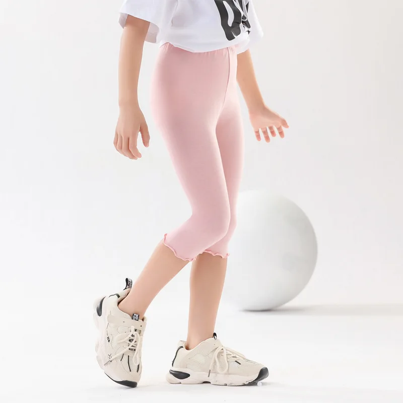 Baby Girls Leggings Shorts Kids Elastic Slim Pants Teens Seven Point Trouser 2024 Summer 2-14Yrs Children's Solid Clothes Casual