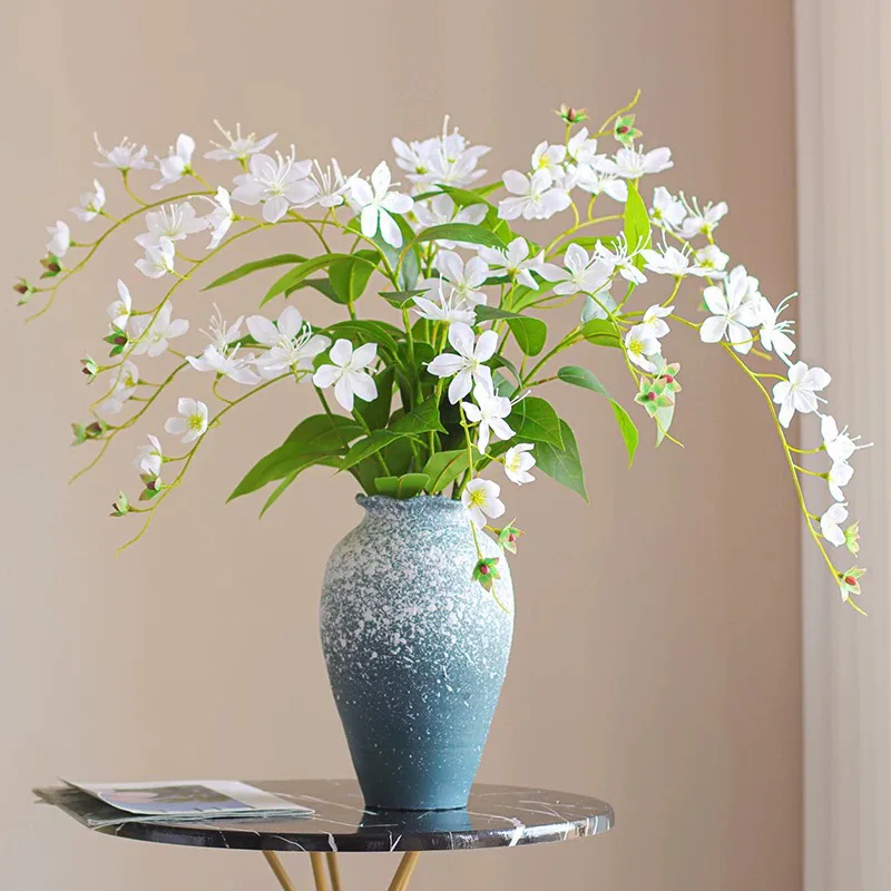 

6pcs Artificial Jasmine Flower Branch Two forks 3D Print Clerodendrum Wallichii Plant for Wedding Part Home Floral Decor
